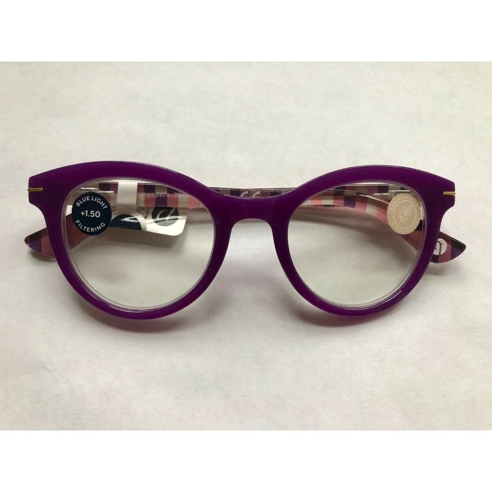 NEW Daphne Purple Coral PEEPERS BLUE LIGHT FILTERING Readers +1.50